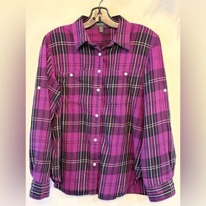 LRL LAUREN JEANS CO. Purple Plaid Button-Up Shirt